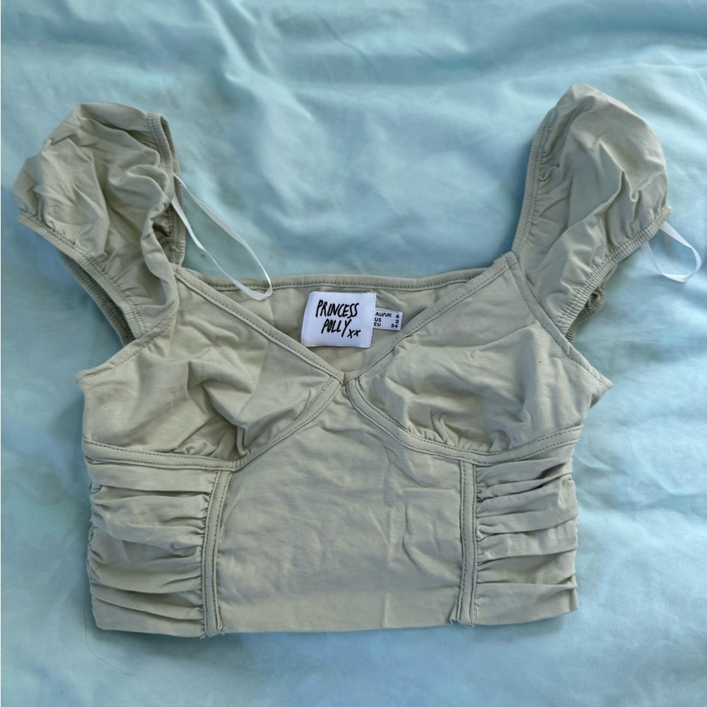 Princess Polly Light Green Ruched Blouse